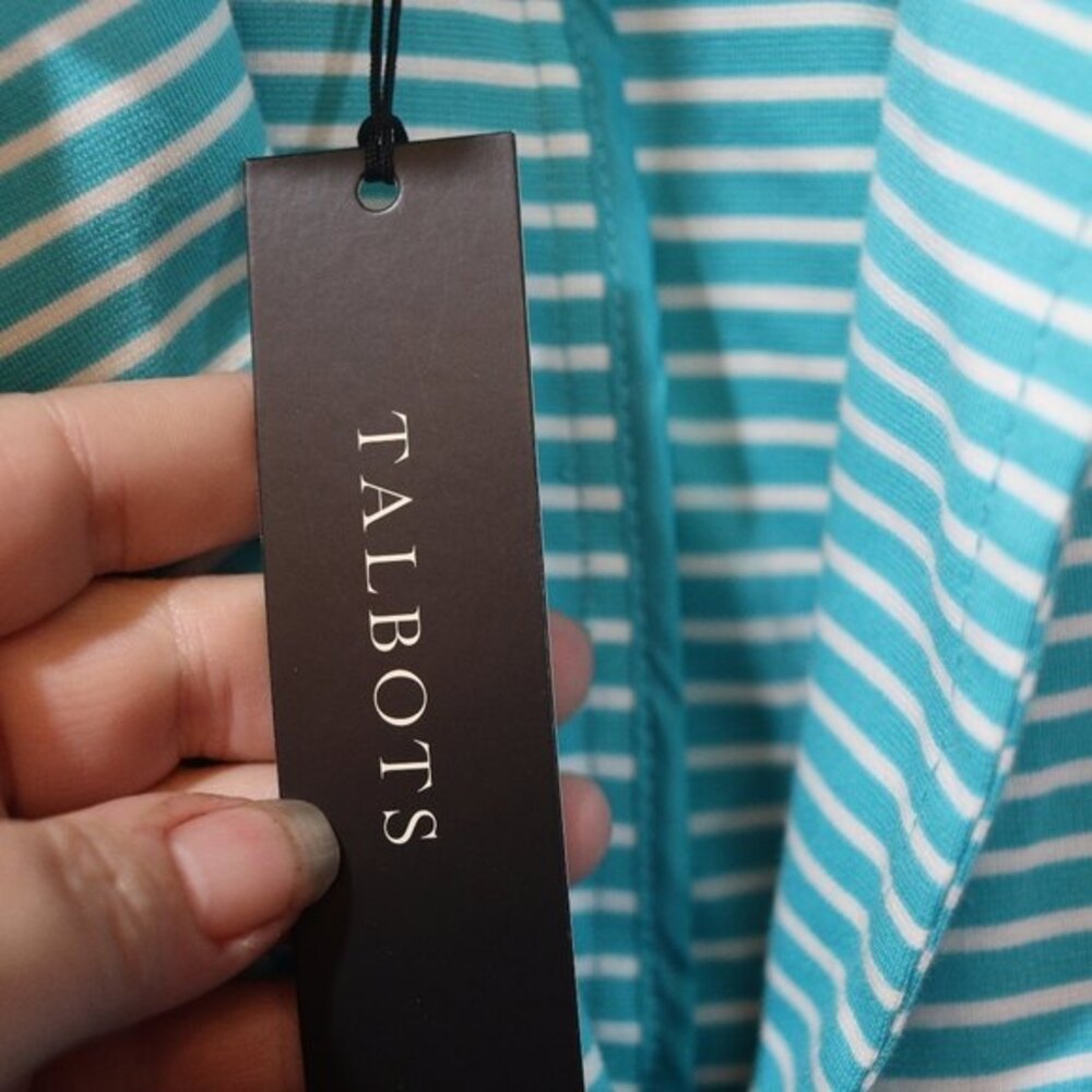 Talbots Blue & White Striped Button Front Lightweight Knit Cardigan LG - Picture 14 of 14